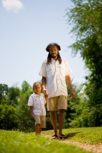 Father & son walking